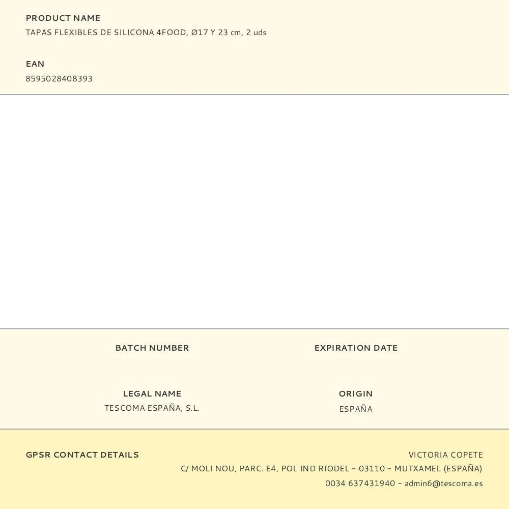 Tapas flexibles de silicona 4food ø17 y 23 cm 2 uds