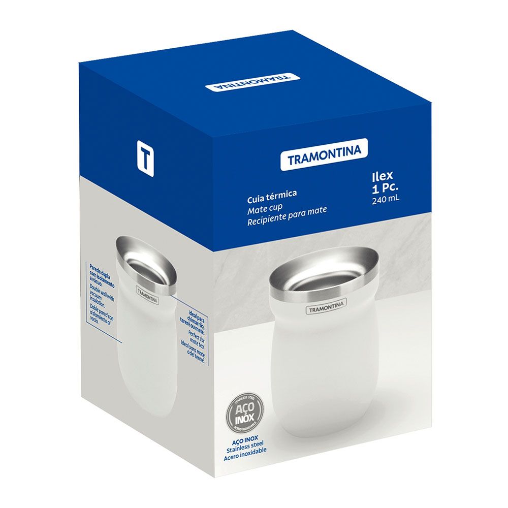 Recipiente para mate de acero inoxidable blanco 240 ml