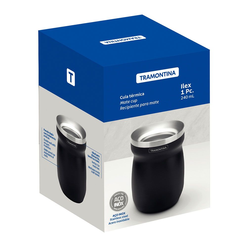 Recipiente para mate de acero inoxidable negro 240 ml