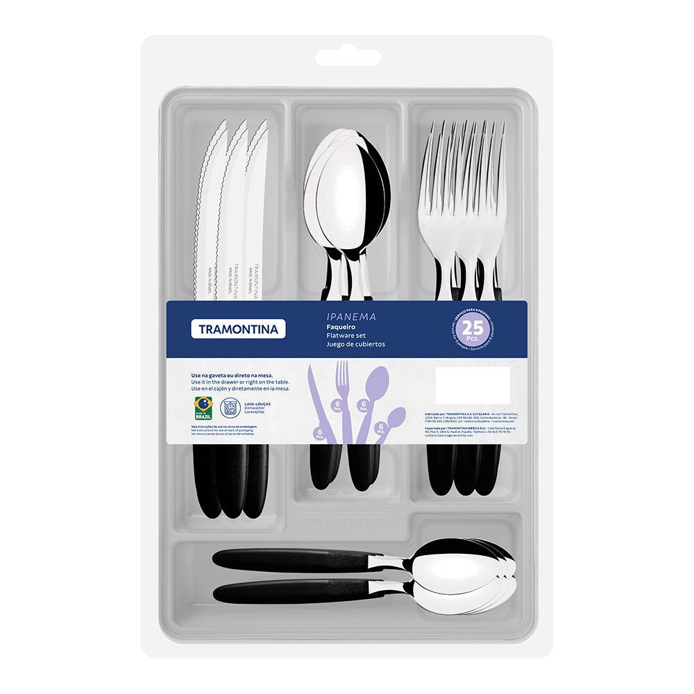 Cubertería 25 piezas ipanema mango negro