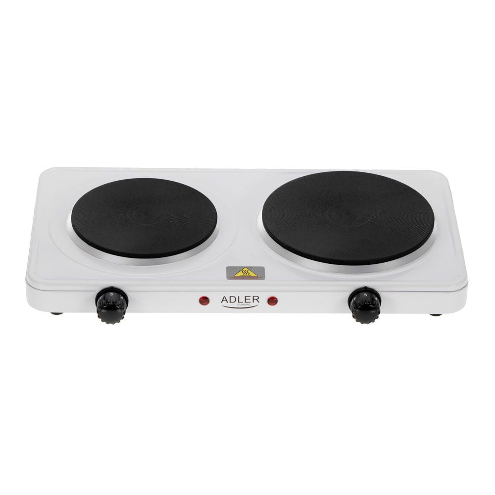 Cocina eléctrica dos quemadores 2500 w blanca, 46 x 26,5 x 7 cm