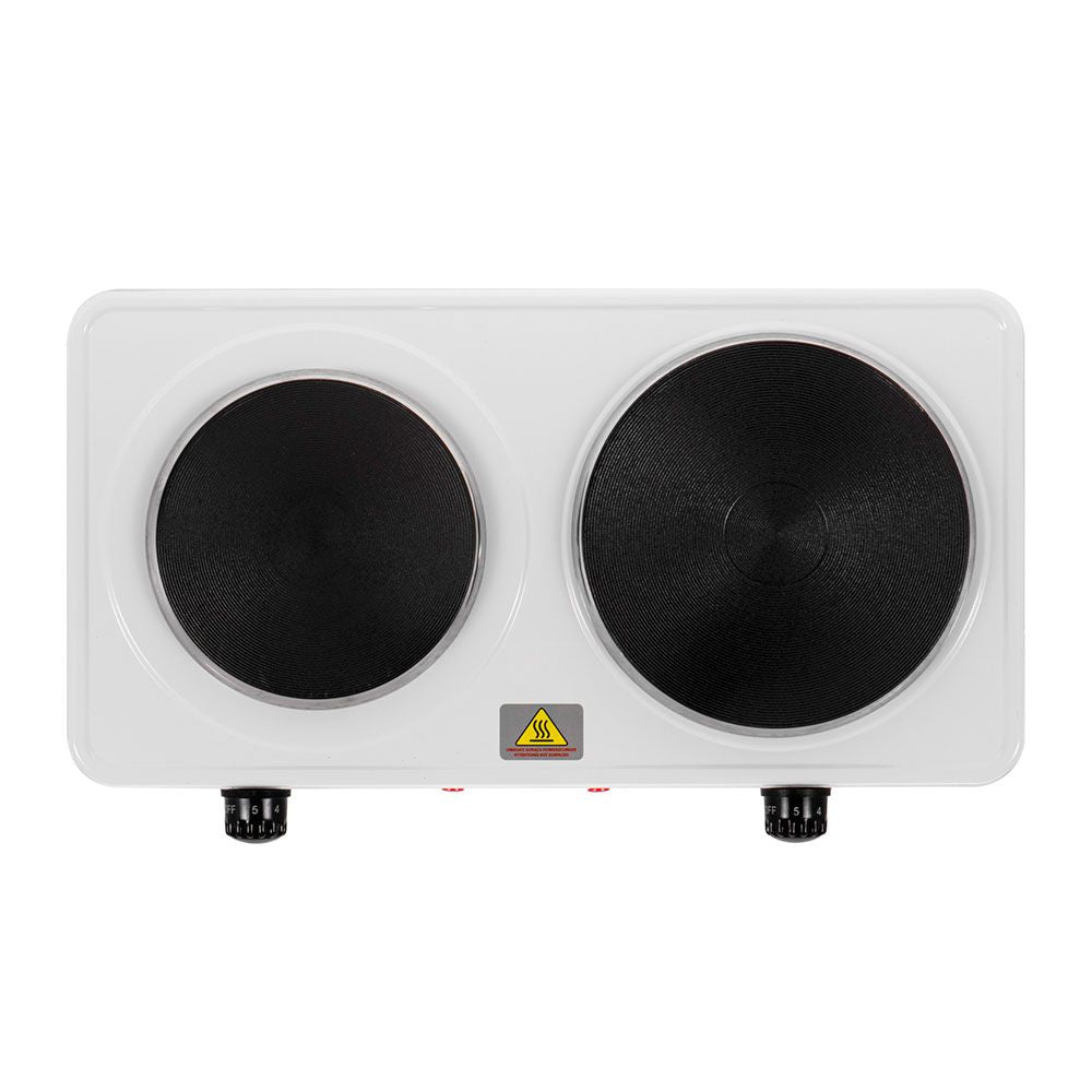 Cocina eléctrica dos quemadores 2500 w blanca, 46 x 26,5 x 7 cm