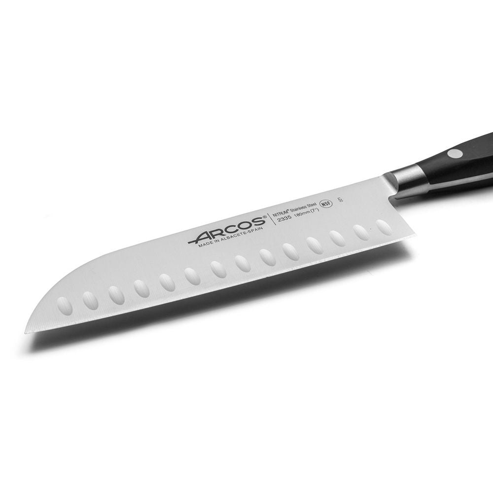 Cuchillo santoku con alveolos serie riviera 180 mm