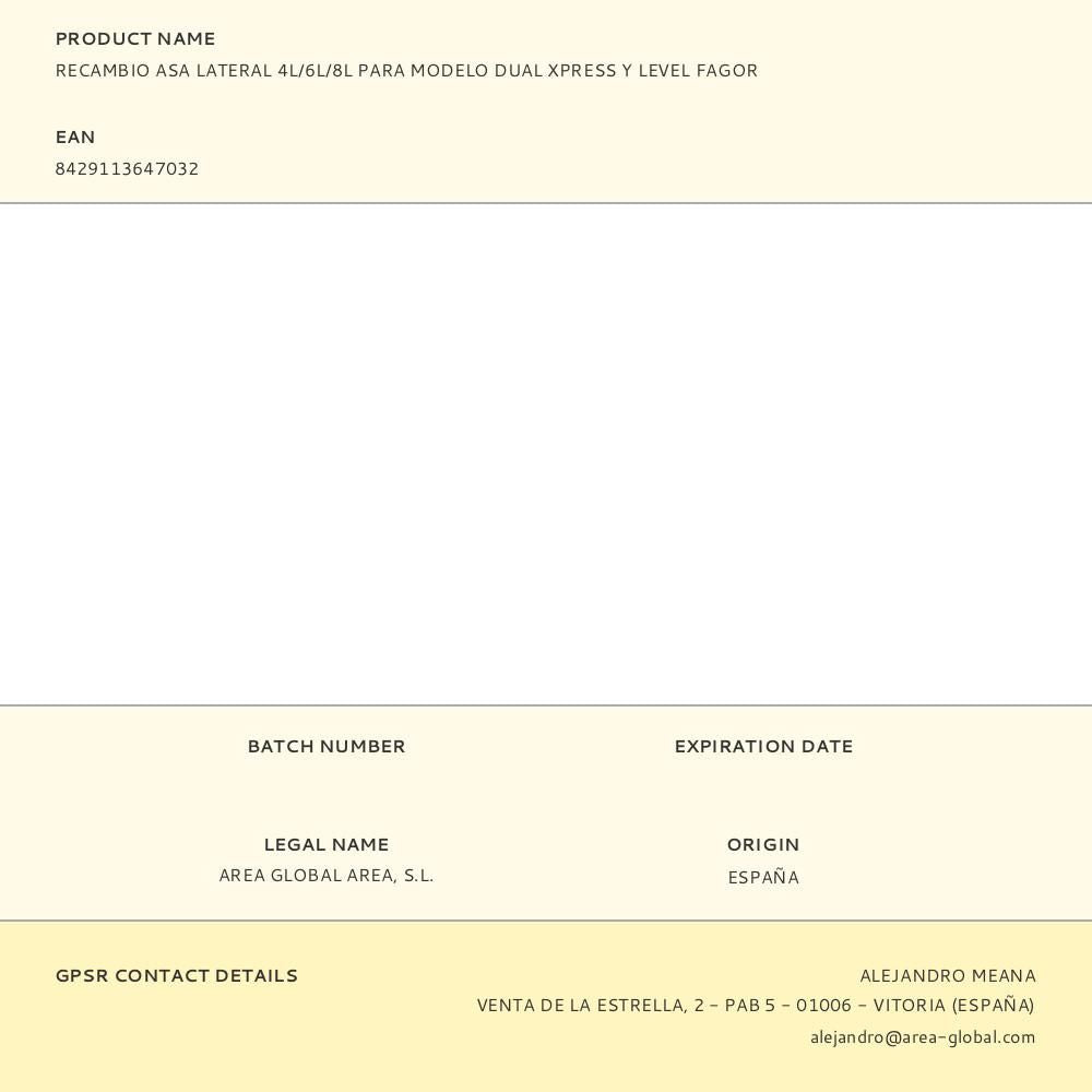 Recambio asa lateral 4l/6l/8l para modelo dual xpress y level fagor