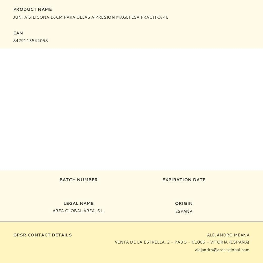 Junta silicona 18cm para ollas a presion magefesa practika 4l