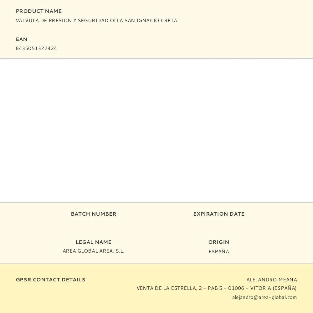 Valvula de presion y seguridad olla san ignacio creta