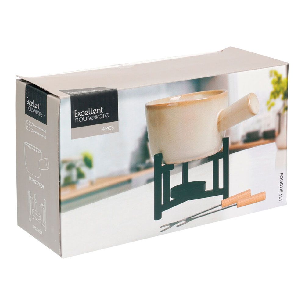 Fondue con soporte y 2 tenedores