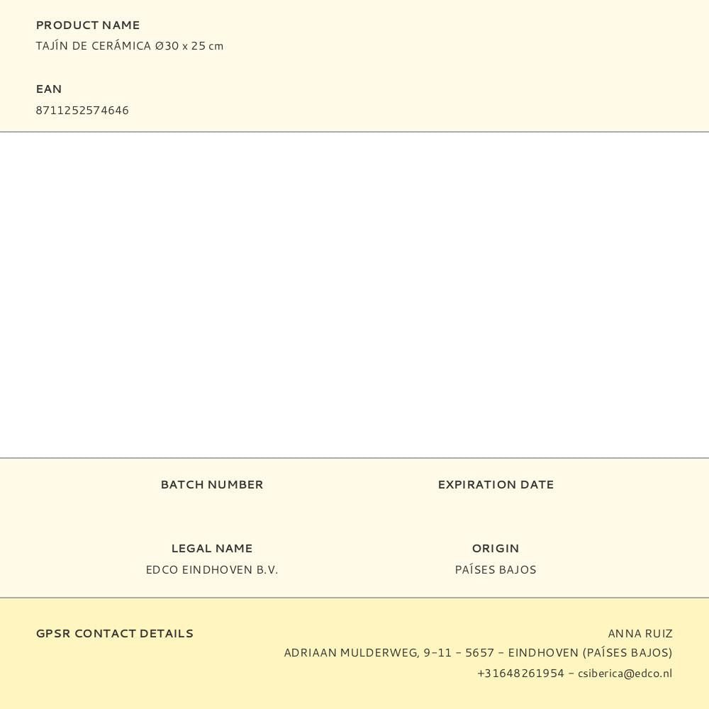 Tajine de cerámica ø30 x 25 cm