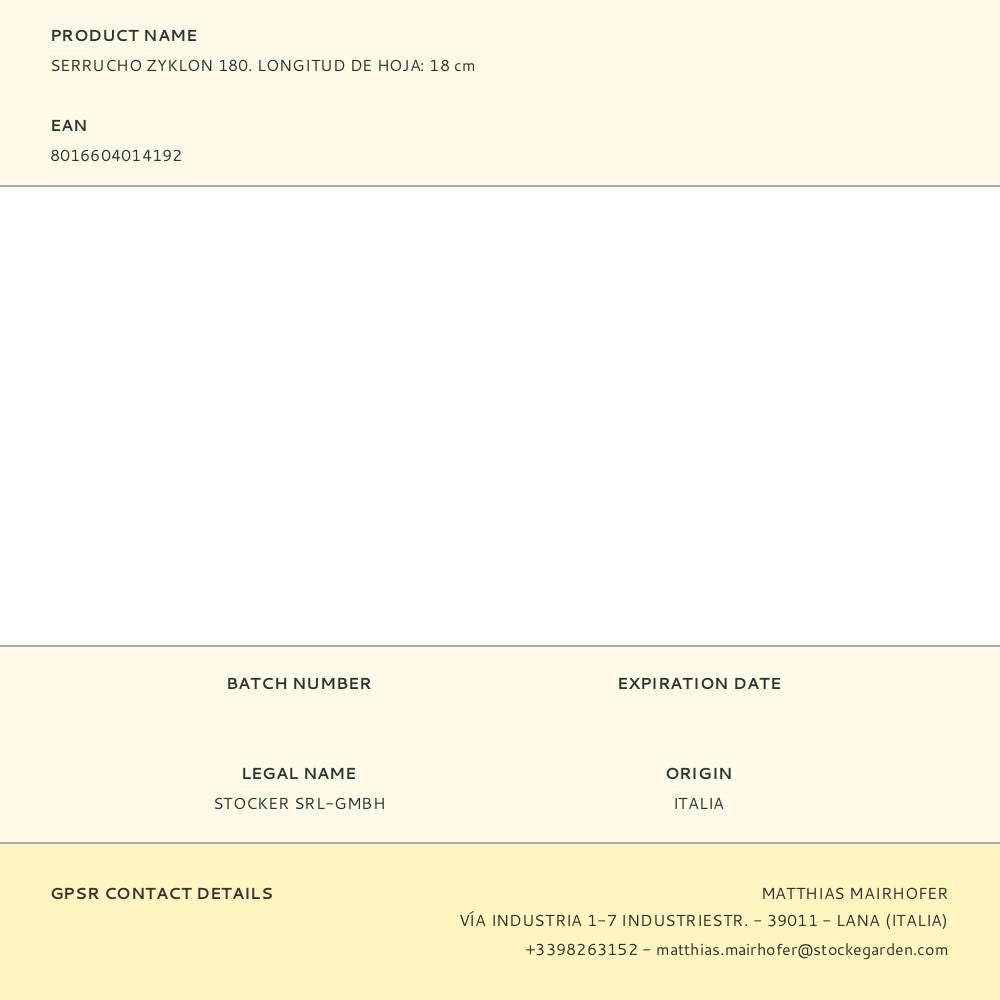 Serrucho zyklon 180. longitud de hoja: 18 cm