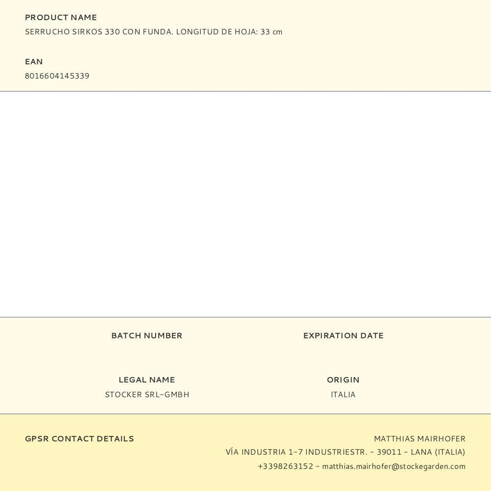 Serrucho sirkos 330 con funda. longitud de hoja: 33 cm