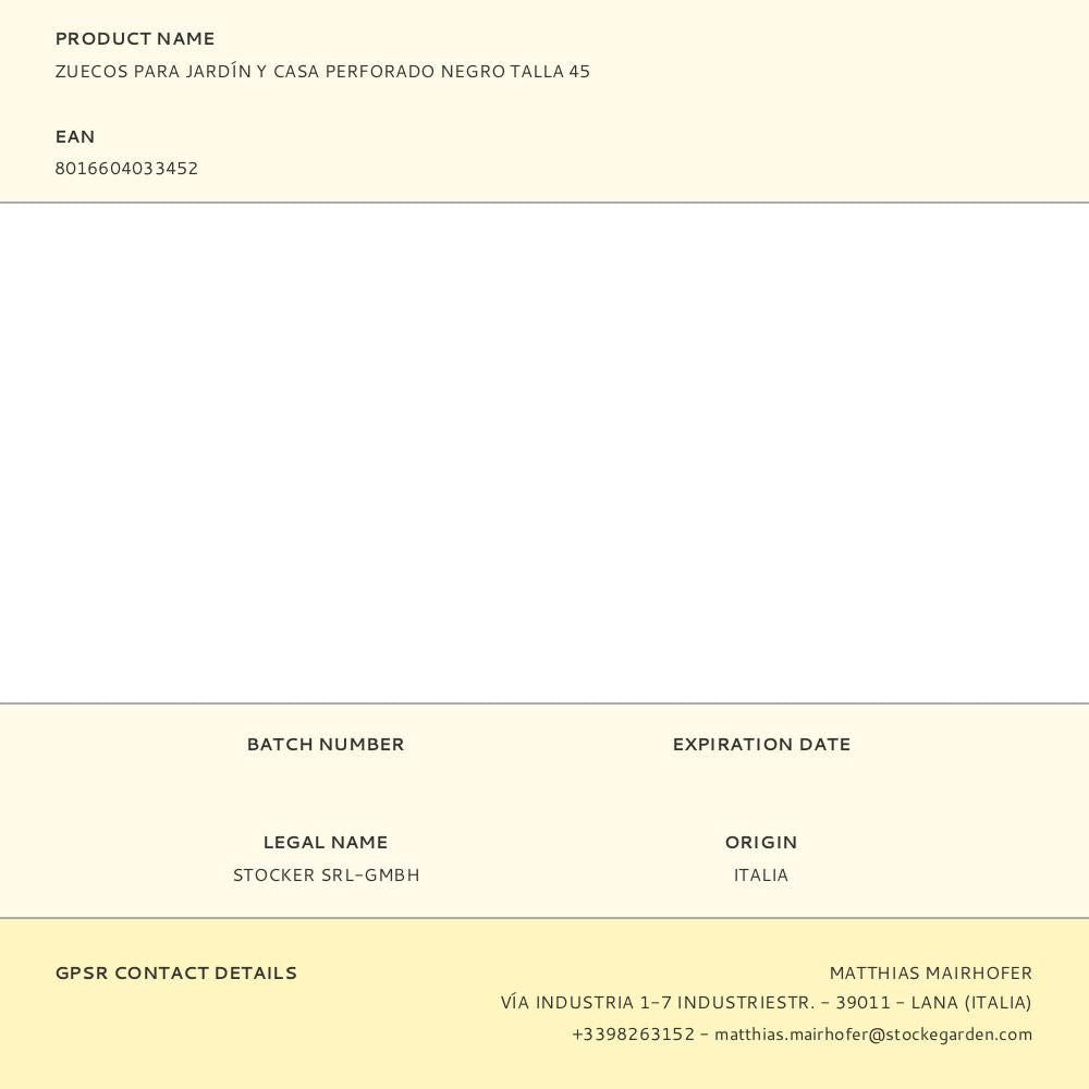 Zuecos para jardín y casa perforado negro talla 45