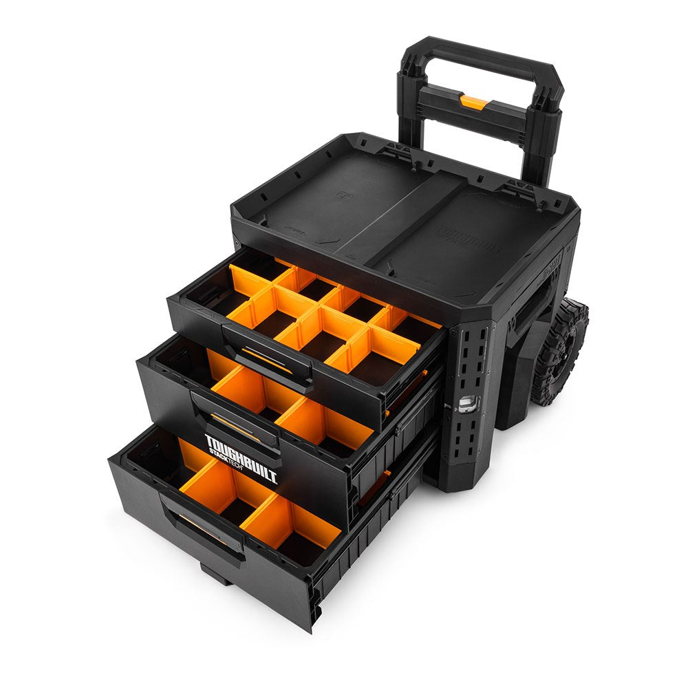 Caja de herramientas con 3 cajones, ruedas y cierre stacktech, 53 x 40,5 x 47,7 cm