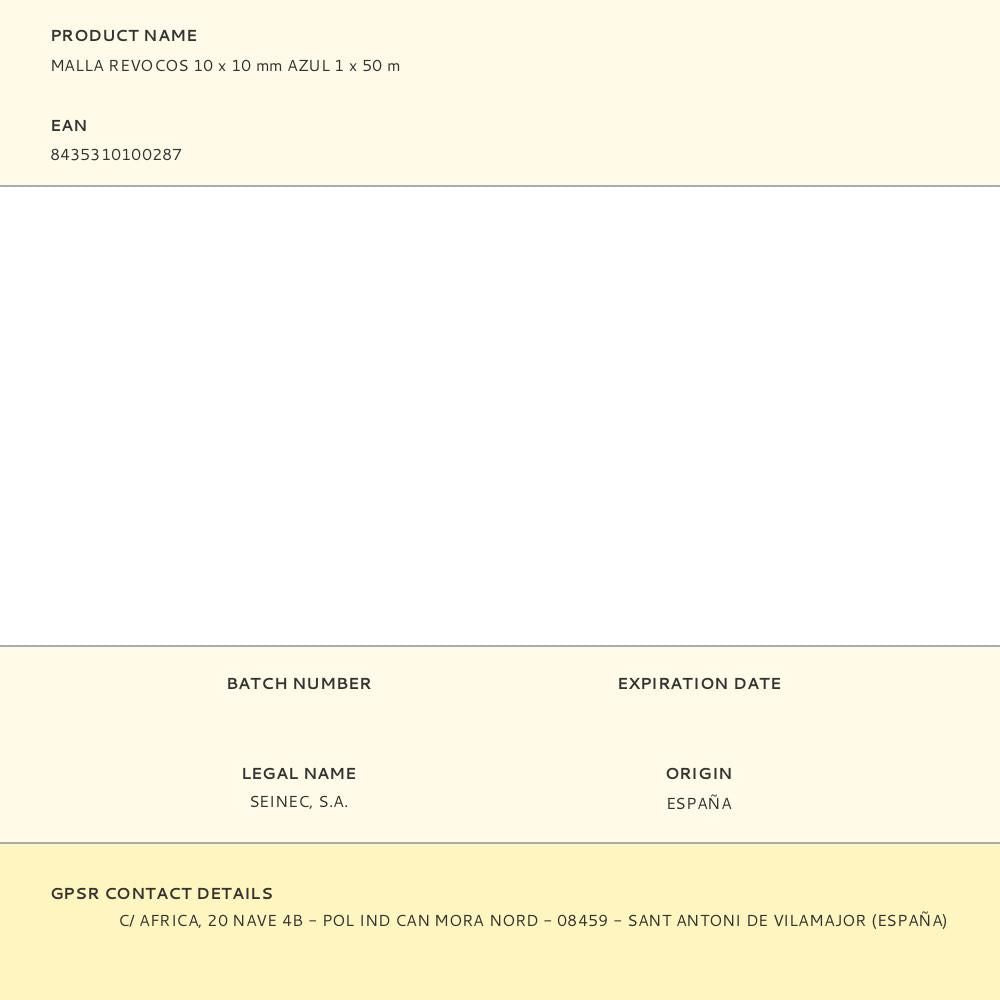 Malla revoco mortero 10 x 10 mm azul 1 x 50 m