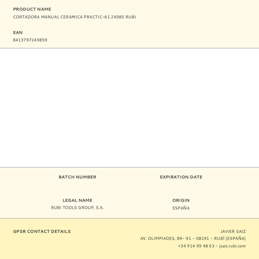 Cortadora manual ceramica practic-61 24985 rubi