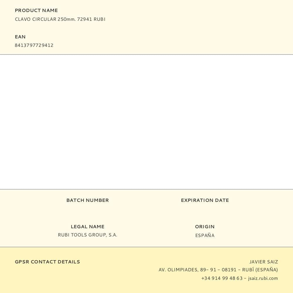 Clavo circular 250mm. 72941 rubi