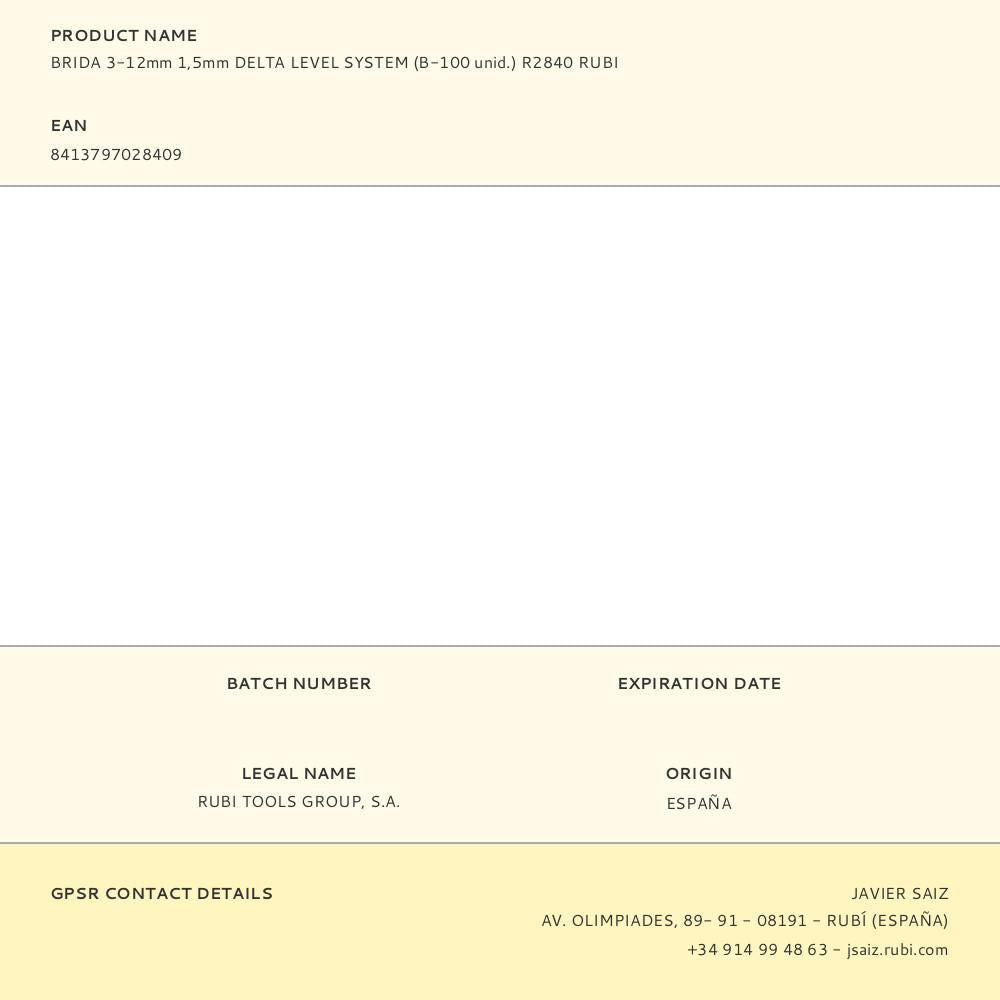 Brida 3-12mm 1,5mm delta level system (b-100 unid.) r2840 rubi