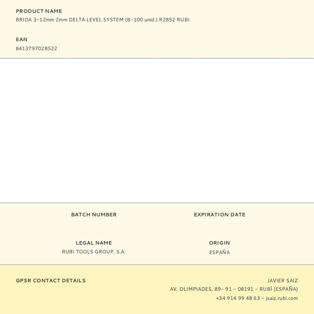 Brida 3-12mm 2mm delta level system (b-100 unid.) r2852 rubi