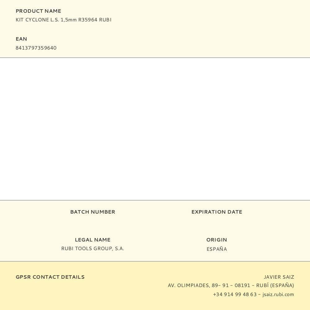 Kit cyclone l.s. 1,5mm r35964 rubi