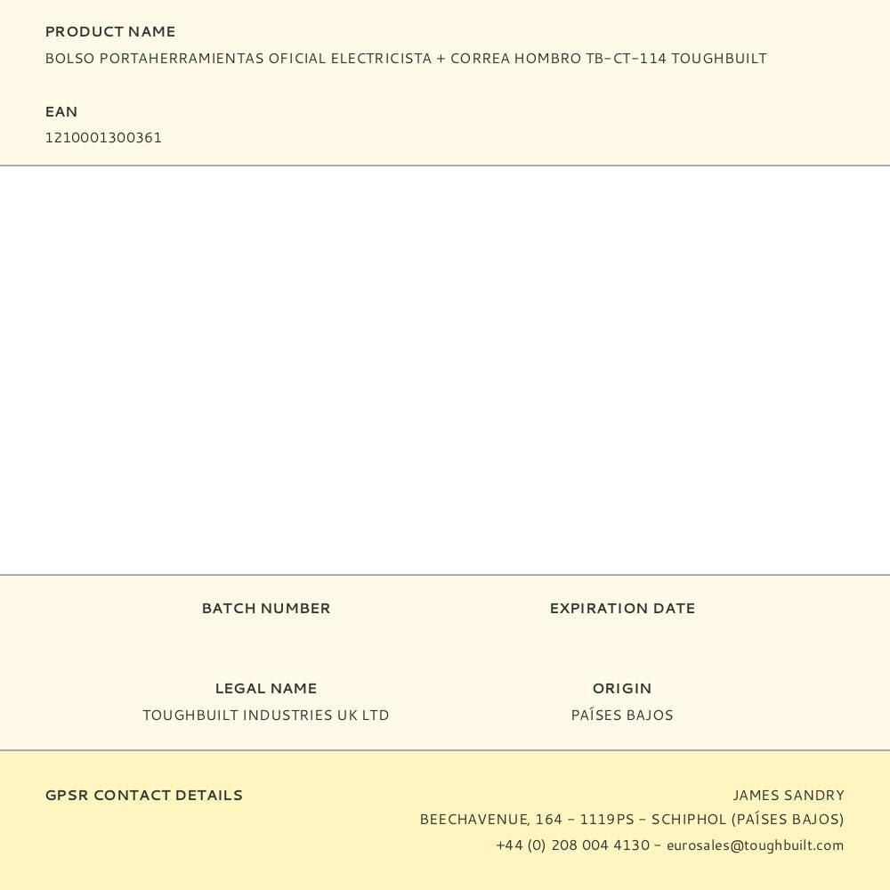 Bolso portaherramientas oficial electricista + correa hombro