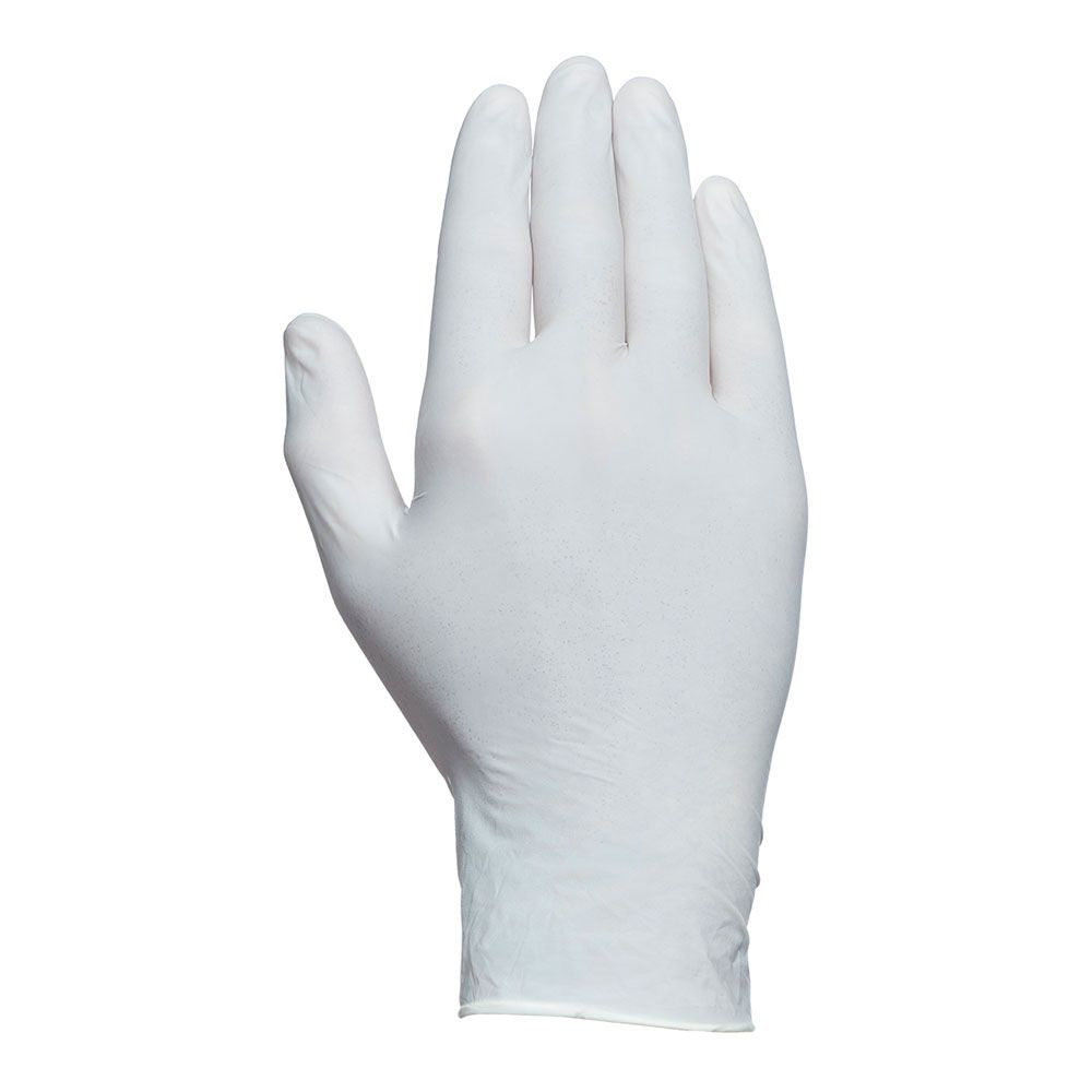 Guante látex, con polvo, desechable, blanco, t-08, caja 100 uds