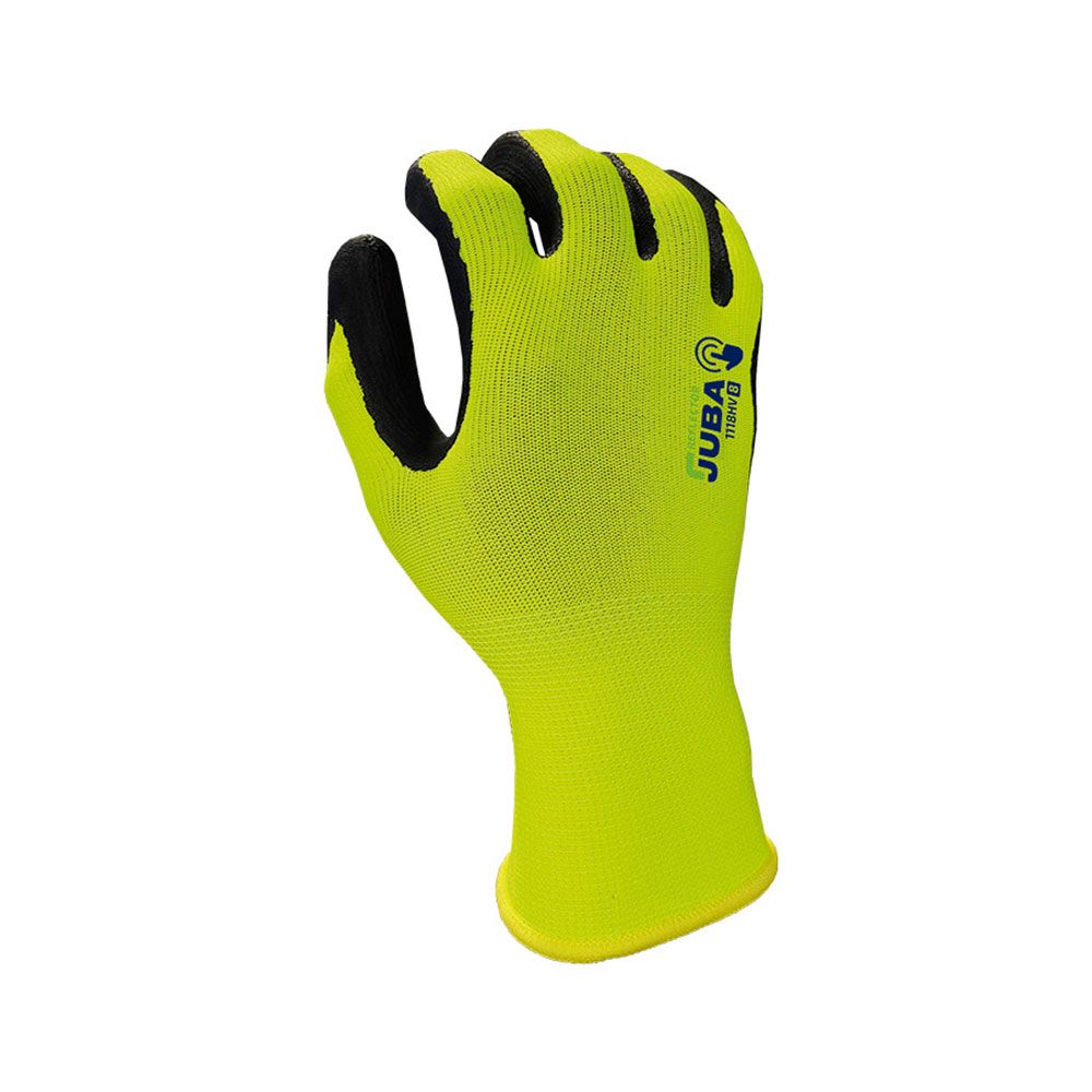 Guante poliéster / elastano palma nitrilo foam, alta visibilidad, táctil, t-10
