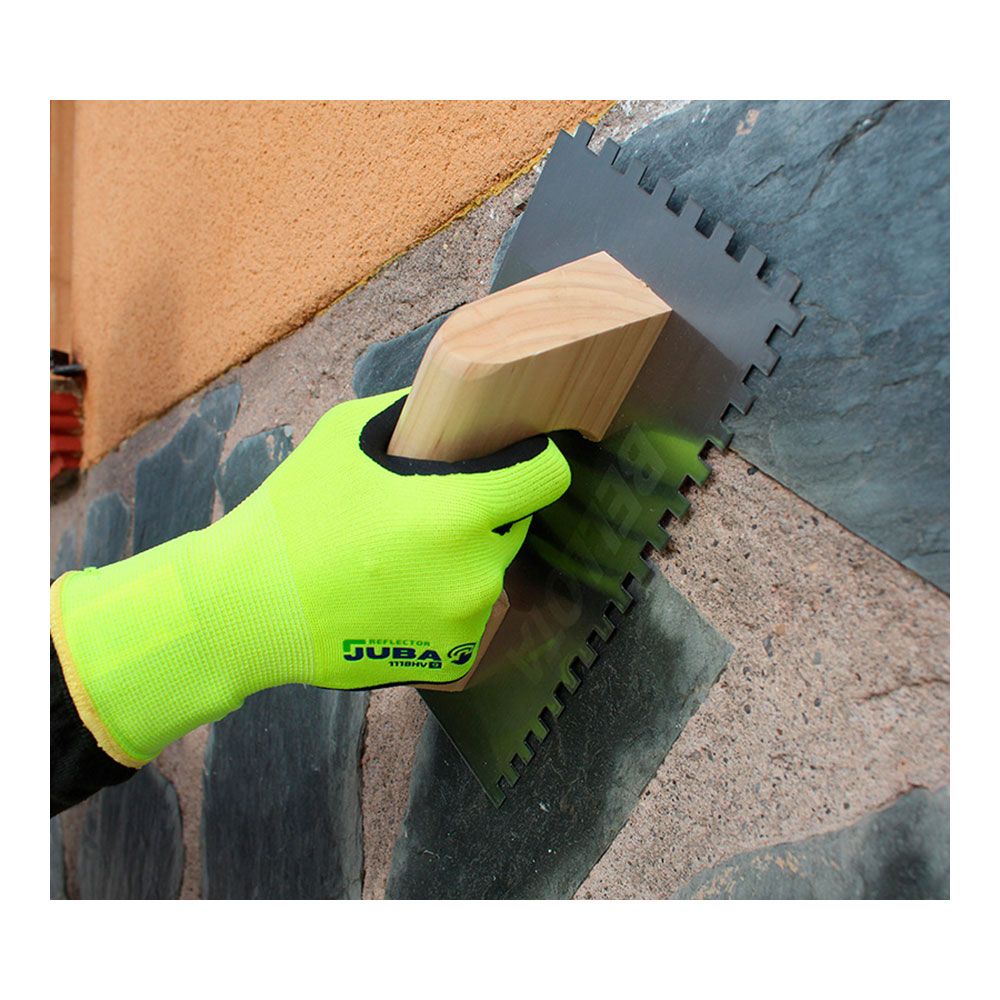 Guante poliéster / elastano palma nitrilo foam, alta visibilidad, táctil, t-10