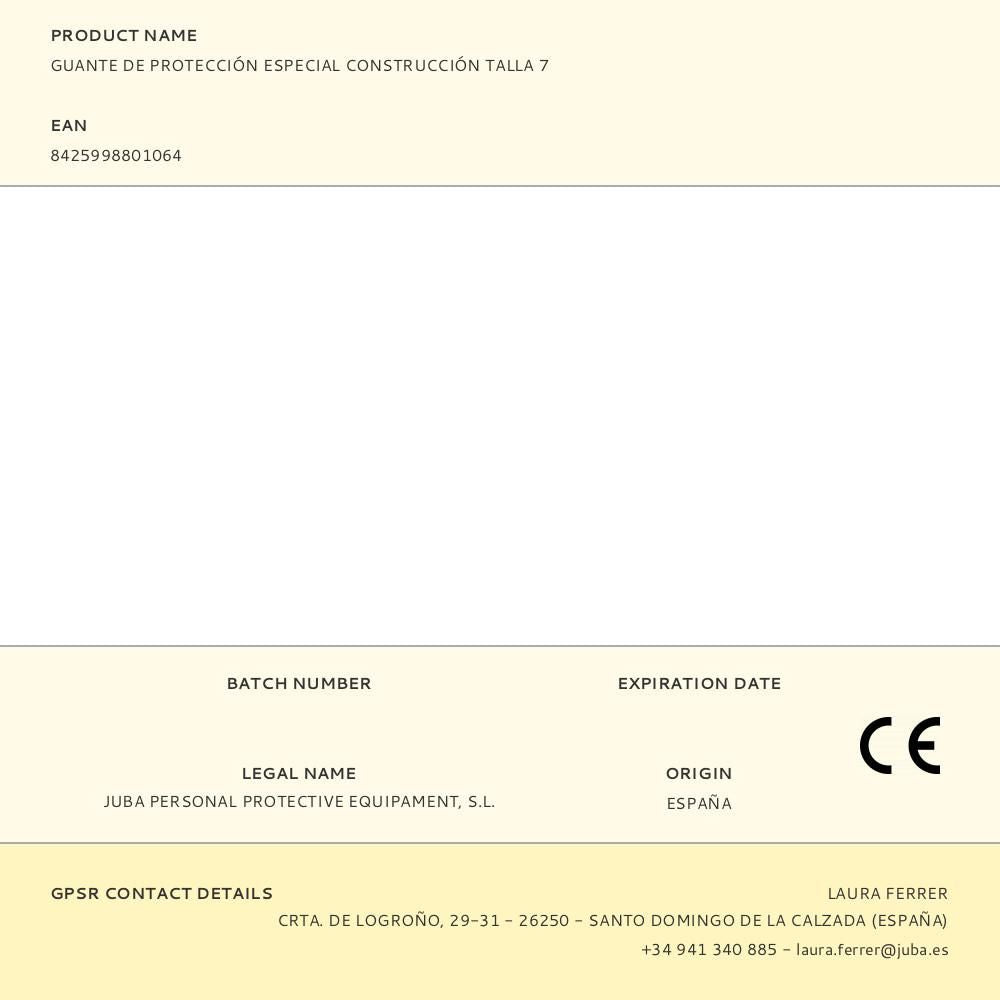 Guante poliéster con palma latex para construcción, t-07