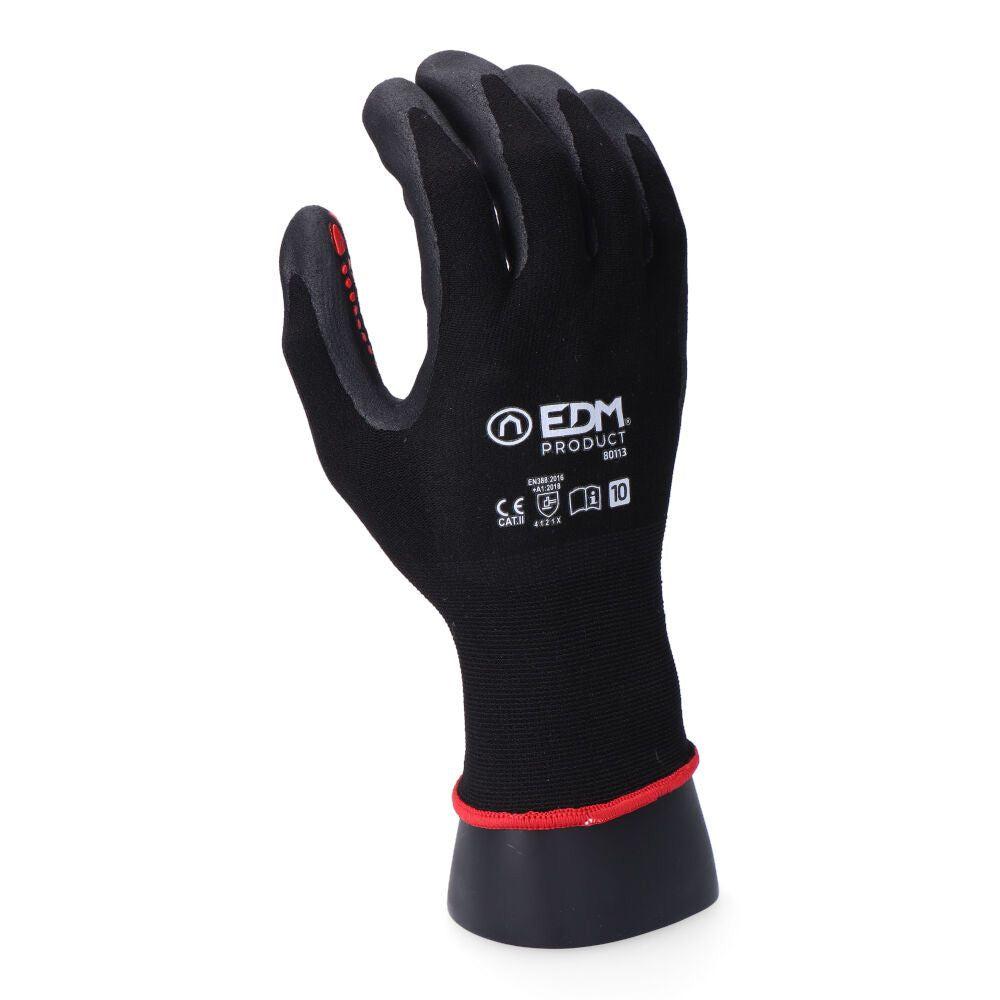 Guante nailon / licra palma nitrilo para metalúrgia, t-10