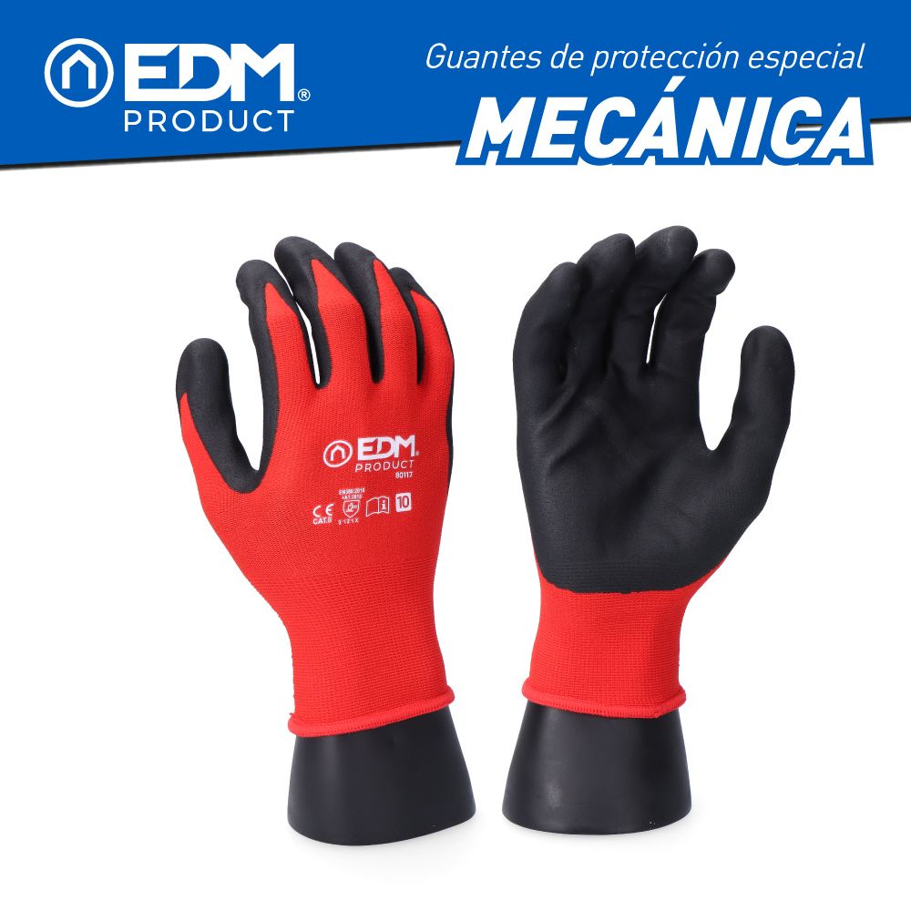 Guante nailon / licra palma nitrilo foam para mecánica, t-08