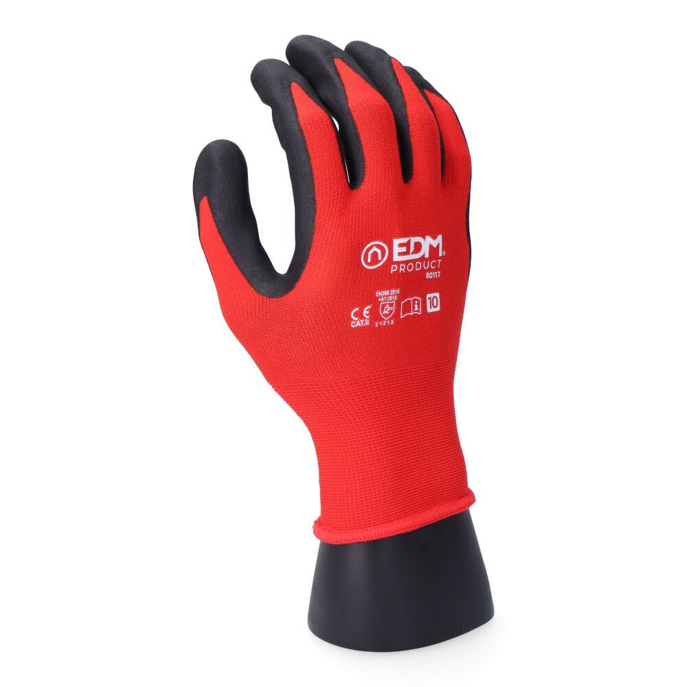 Guante nailon / licra palma nitrilo foam para mecánica, t-08