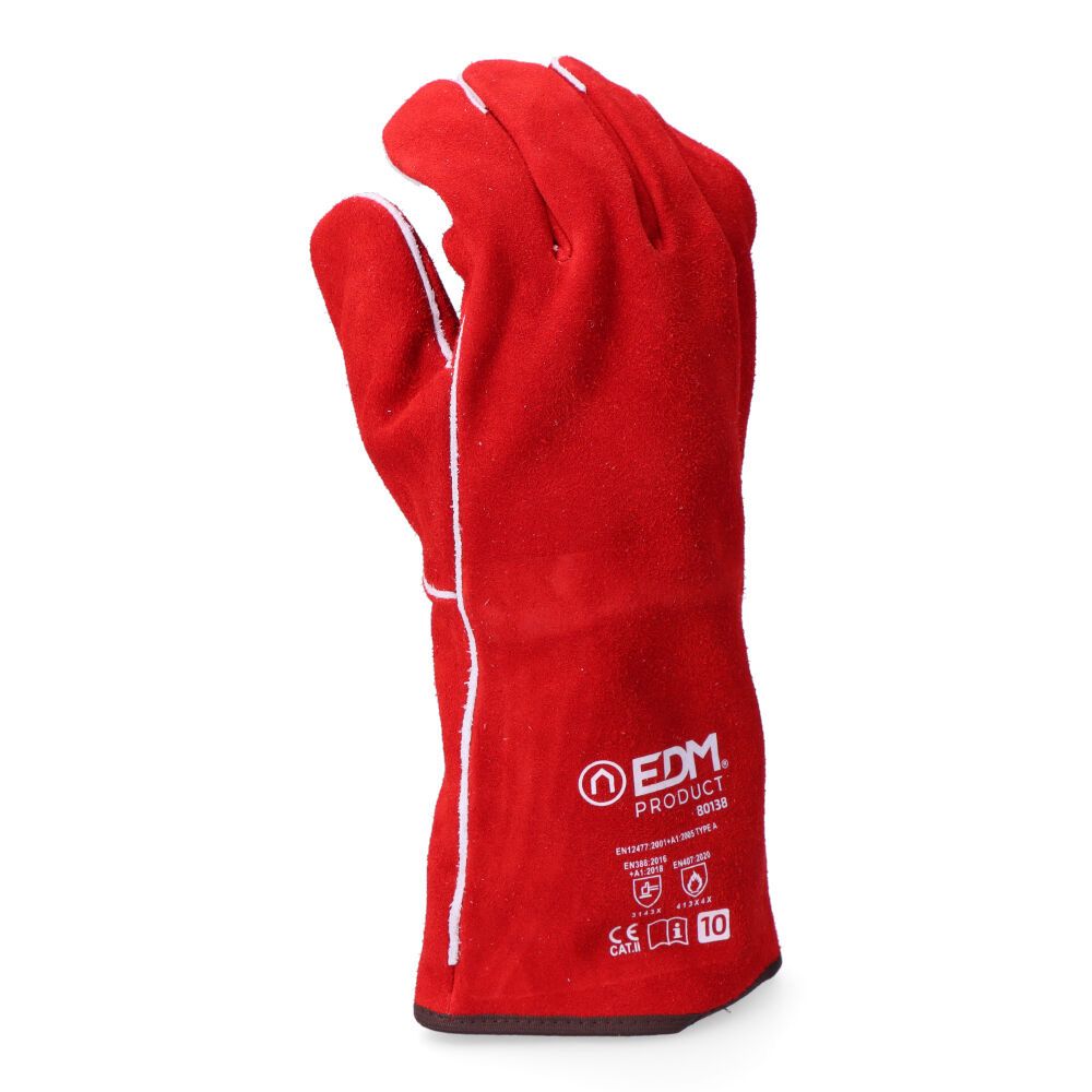 Guante piel de serraje cosido hilo para-aramida, soldadura, t-10