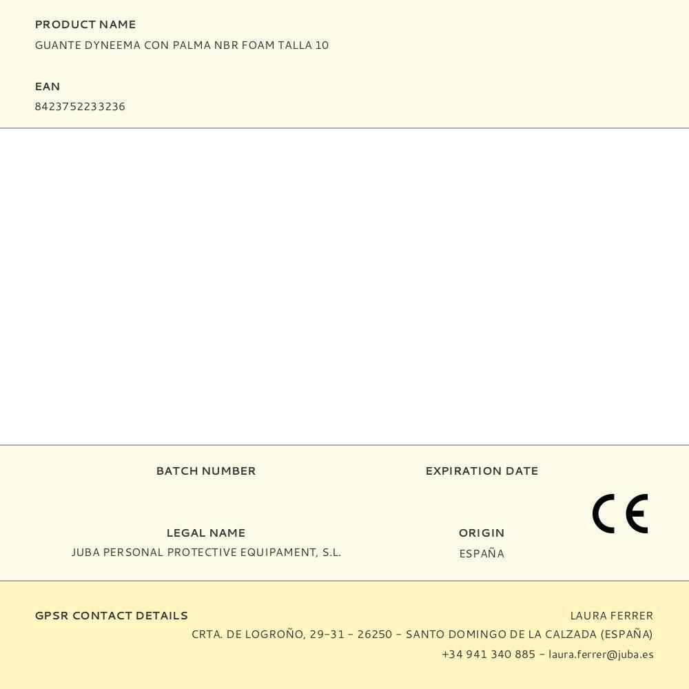 Guante dyneema diamond con palma nitrilo foam, táctil, t-10