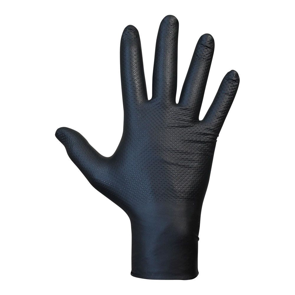 Guante nitrilo, sin polvo, desechable, diamantado, negro, t-07, caja 50 uds