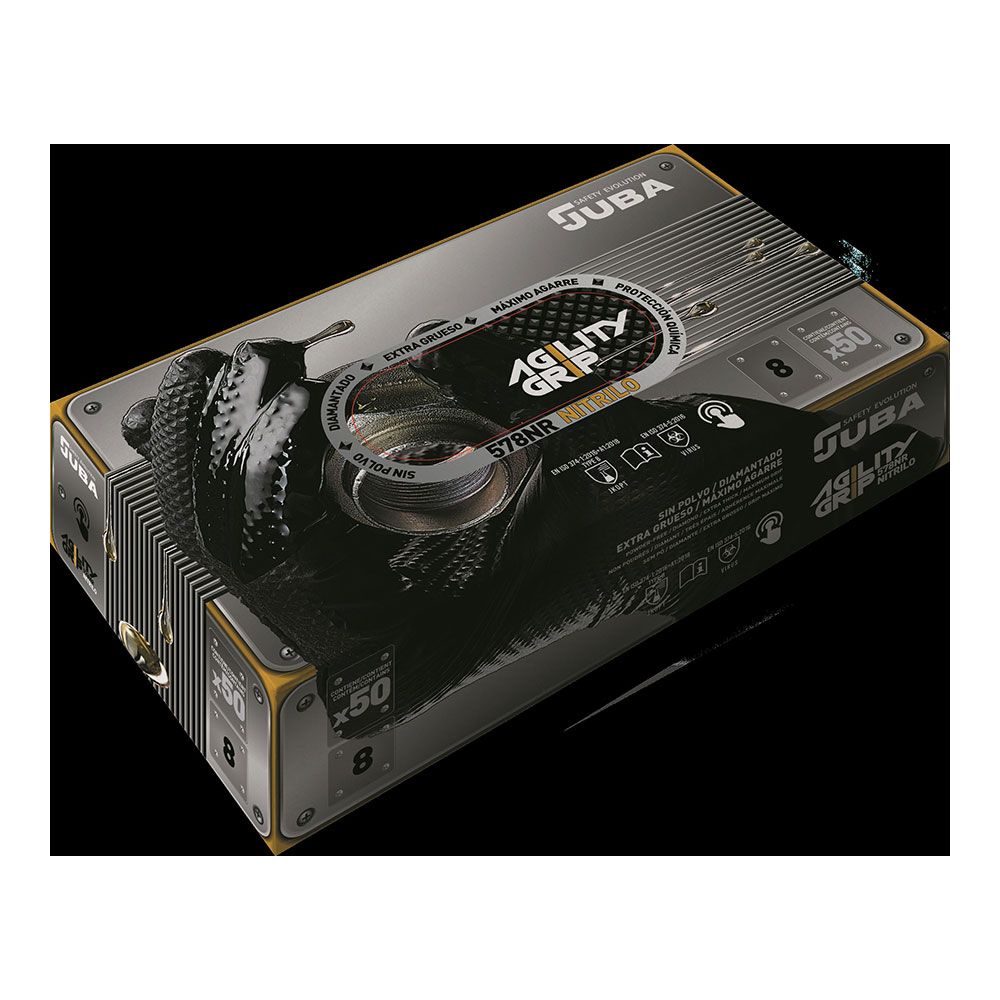 Guante nitrilo, sin polvo, desechable, diamantado, negro, t-11, caja 50 uds