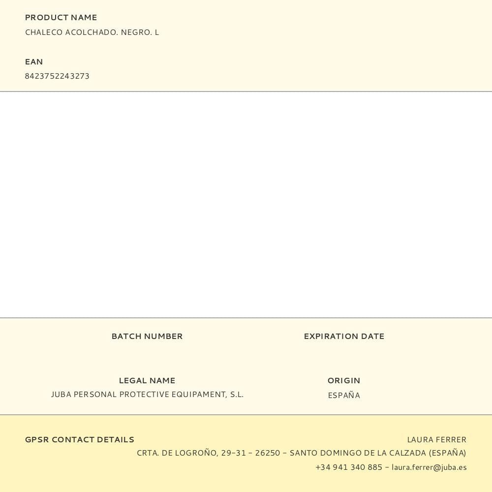 Chaleco acolchado. negro. l