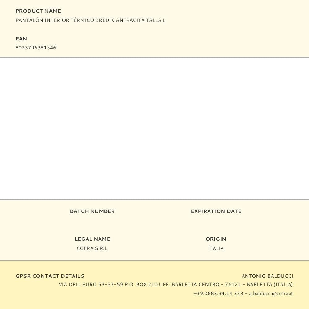 Pantalón interior térmico bredik antracita talla l