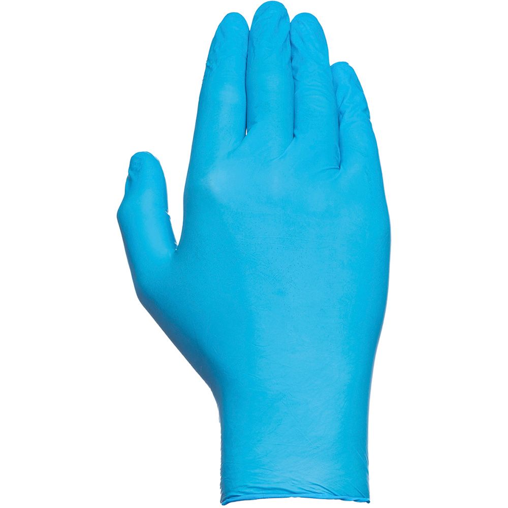 Guante nitrilo, sin polvo, desechable, económico, azul, t-s, caja 100 uds
