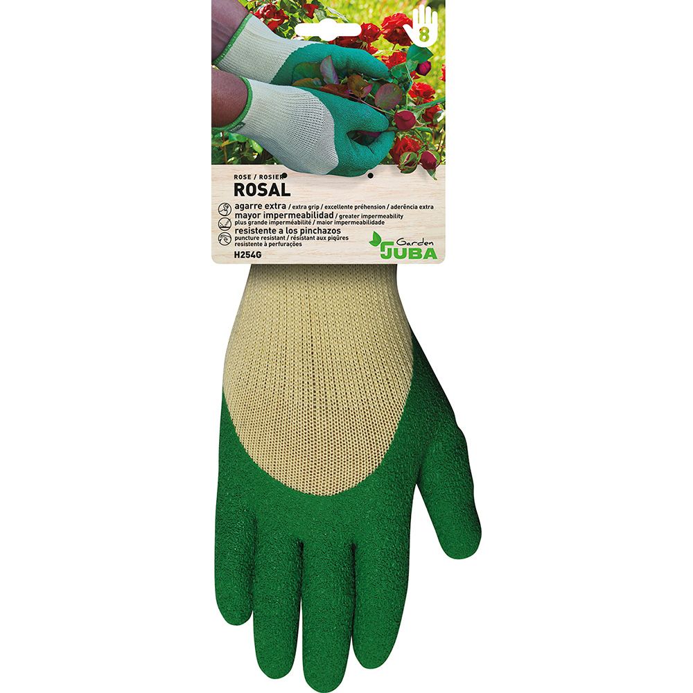 Guante poliéster con palma látex para jardinería, t-07