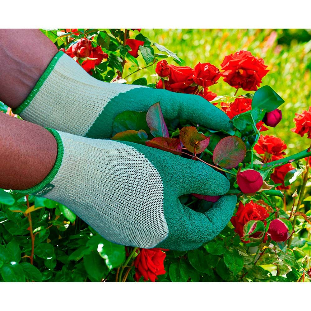 Guante poliéster con palma látex para jardinería, t-07