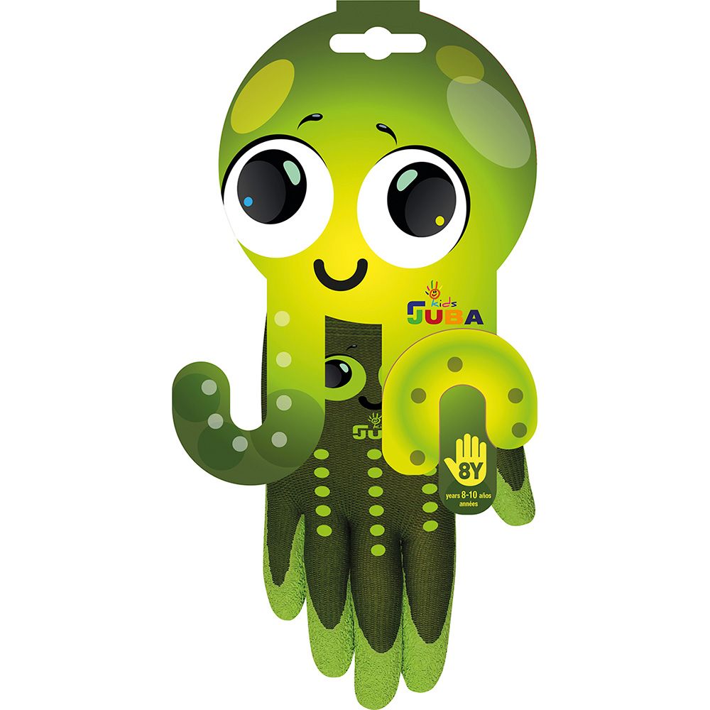 Guante nailon palma recubierta látex rugoso, infantil, verde, t-04 años