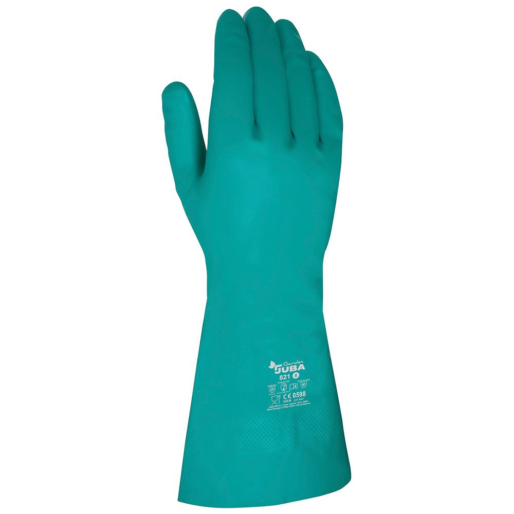 Guante nitrilo, flocado interior, fitosanitarios, verde, t-10