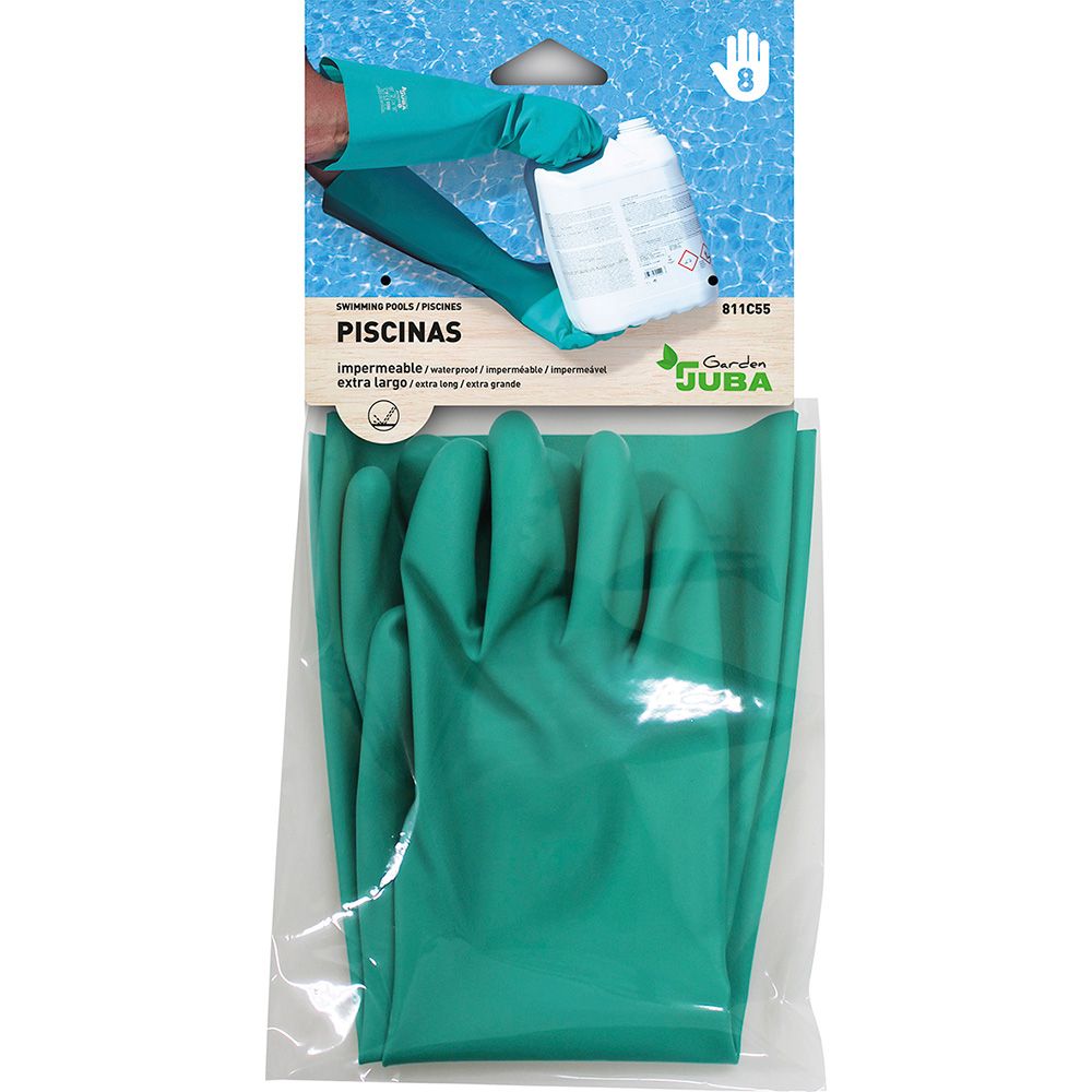 Guante nitrilo, flocado interior, químicos, verde satinado, t-09