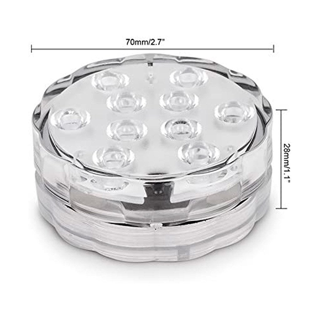 Luces led rgb sumergibles, a pilas con mando, ø7 x 3 cm, 4 uds