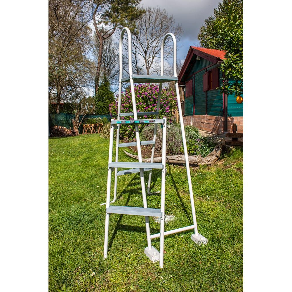 Piscina con pared de acero y chapa blanca, redonda, con depuradora, ø350 x 120 cm