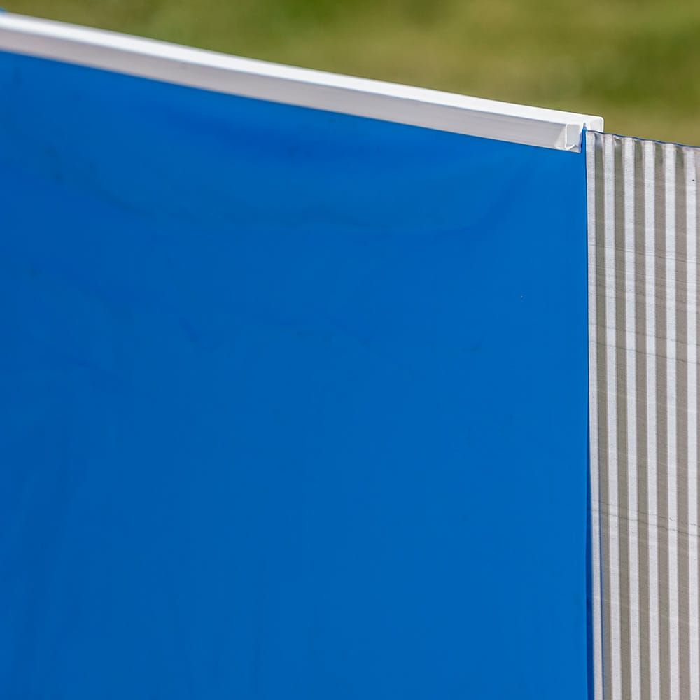 Piscina con pared de acero y chapa blanca, redonda, con depuradora, ø350 x 120 cm