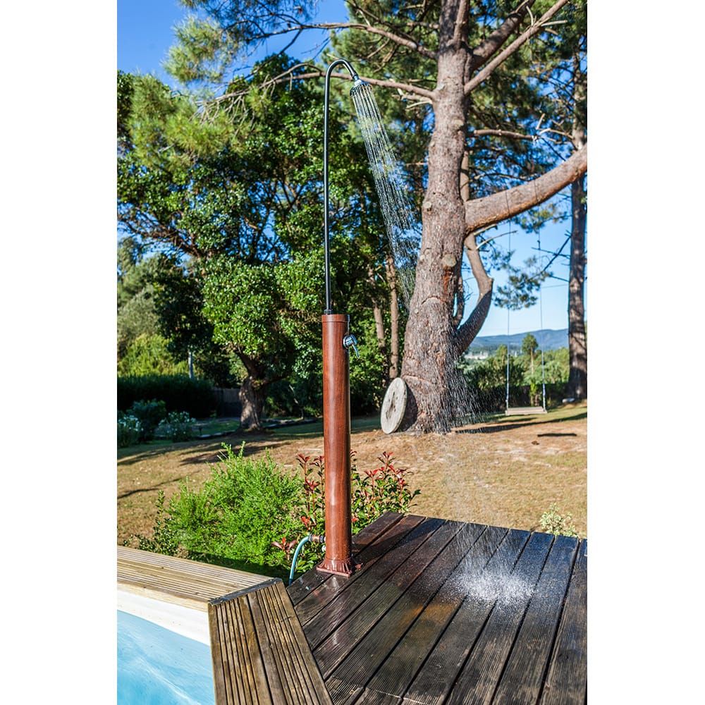 Ducha pvc aspecto madera con acumulador de agua 9 l