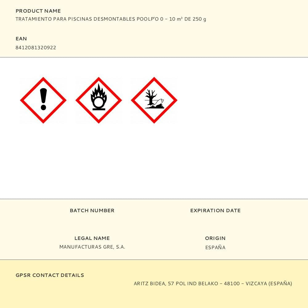 Tratamiento para piscinas desmontables poolp'o 0 - 10 m³ de 250 g