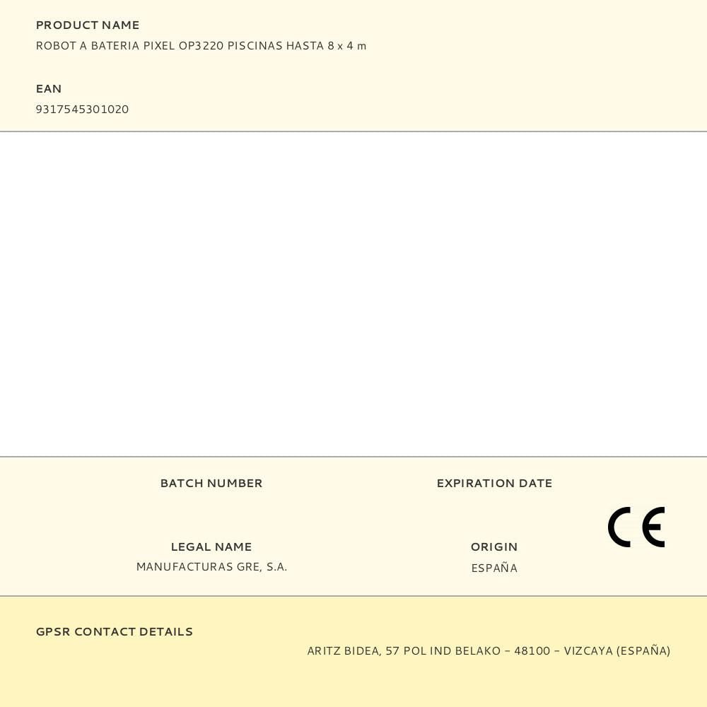 Robot a bateria pixel op3220 piscinas hasta 8 x 4 m