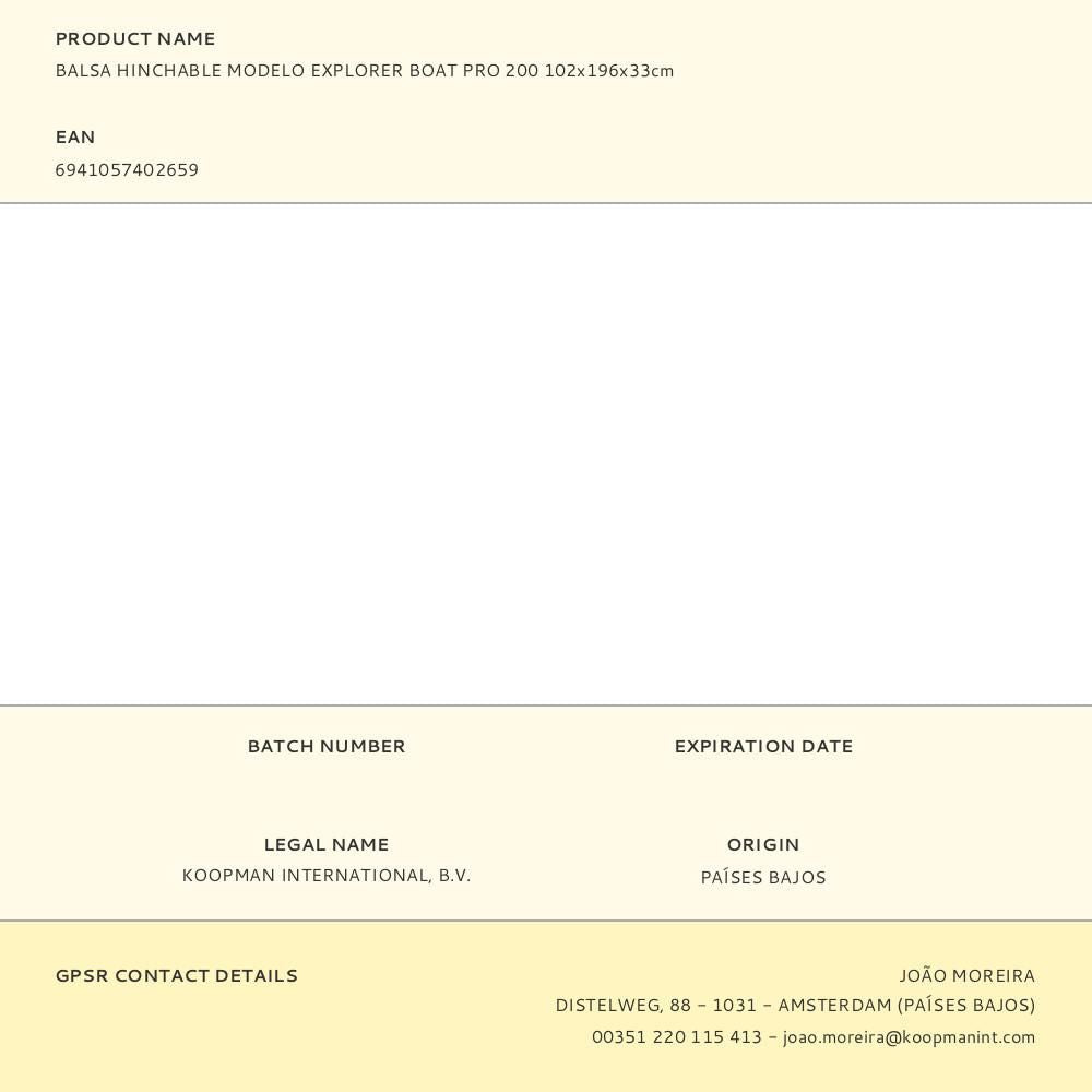 Balsa explorer boat pro 200 hinchable 102 x 196 x 33 cm