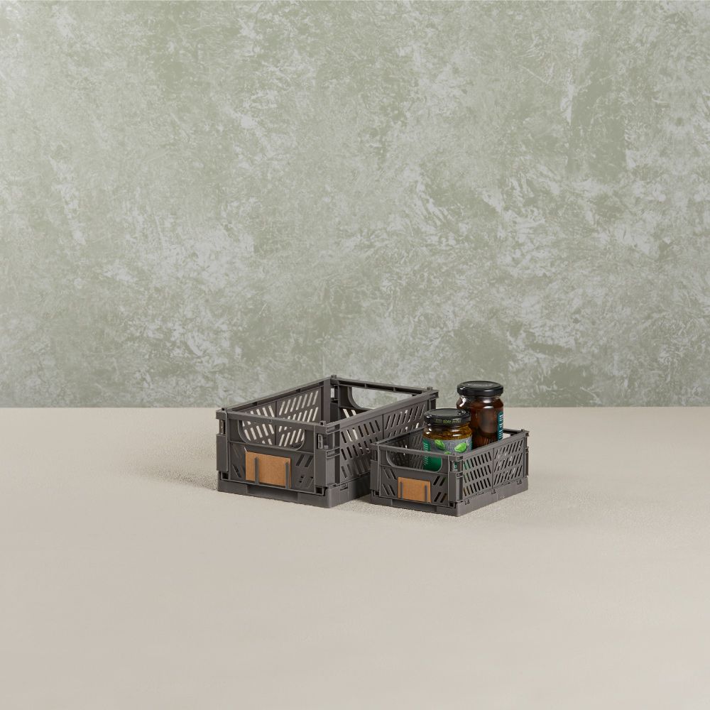 Caja almacenaje plegable gris 17 x 12.5 x 7 cm set 2 piezas